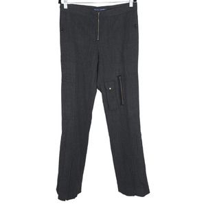 Ralph Lauren Blue Label Womens Pants Gray Wool Zipped Ankle Pockets Moto Size 6